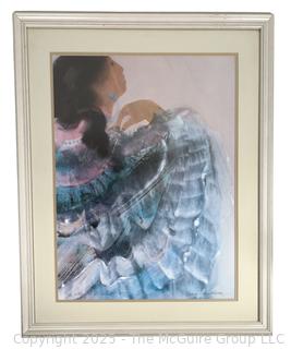 Framed Under Glass Print Titled "Waiting for Evening" by Artist Hawthorne. 27 x 32"