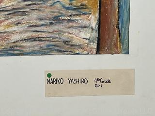 Unframed Pastel on Paper of Weaver by Japanese Art Student