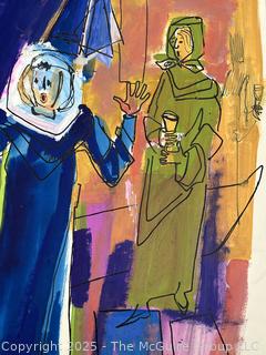Unframed Paint on Paper Signed by Artist Joan Miller Linsley. 16 x 20"