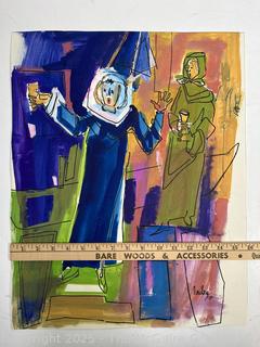 Unframed Paint on Paper Signed by Artist Joan Miller Linsley. 16 x 20"