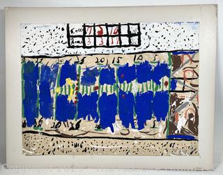 Unframed Paint on Paper of Footbal Game by Art Student