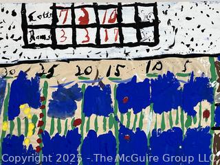 Unframed Paint on Paper of Footbal Game by Art Student