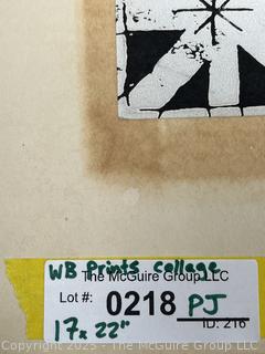 Unframed Layered Woodblock Print Signed by Art Student.  17 x 22"