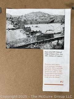 Framed Under Glass Print of Photograph of Ruins of B&O Railroad Bridge at Harpers Ferry, 1861. 14 x 20"