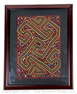 Framed Under Glass Latin American Fabric Mola. 15 x 19"