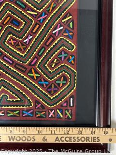 Framed Under Glass Latin American Fabric Mola. 15 x 19"