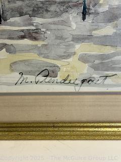 Large Framed Under Glass Print of Woman Pushing A Perambulator by Maurice Prendergast. 30 x 43"