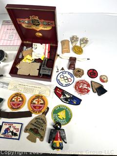 Collection of Fishing Tackle AND Vintage Boy Scouting Patches