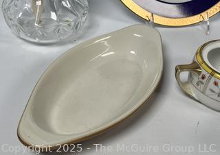 Collection of Porcelain, Glass and Pewter Items Including NYU Plate