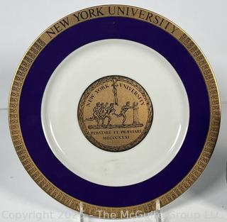 Collection of Porcelain, Glass and Pewter Items Including NYU Plate