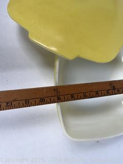 Two (2) Spode Pie Plates, Yellow Pyrex Casserole and Corningware Baking Dish