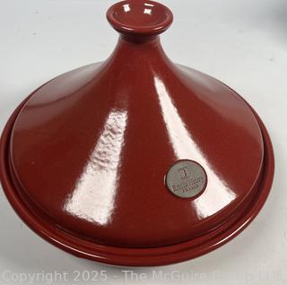Red Emile Henry Tagine and White Signature Serving Pot