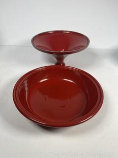 Red Emile Henry Tagine and White Signature Serving Pot