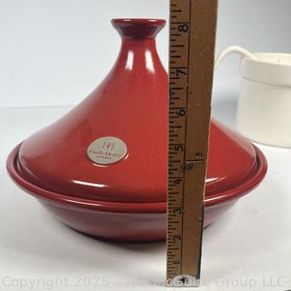 Red Emile Henry Tagine and White Signature Serving Pot