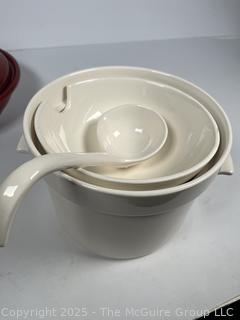 Red Emile Henry Tagine and White Signature Serving Pot
