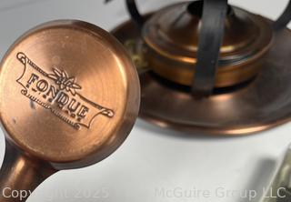 Cookware Including Copper Fondue Set and Cornbread Mold 
