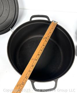 Large Staub (France) Black Cast Iron Round Cocotte