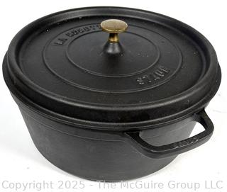 Large Staub (France) Black Cast Iron Round Cocotte
