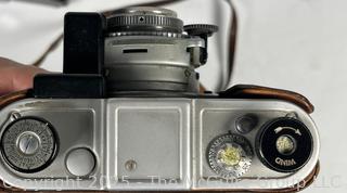 Kodak No.1 Kodamatic Rangefinder 35 MM Film Camera. Stamped "US Navy" with Leather Case and Nikon Leather Case 