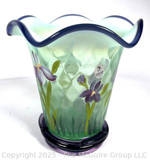 Fenton Art Glass Iris Vase from Designer Showcase Series, Signed by Artist. 7" tall.