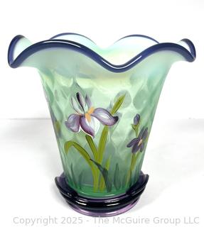 Fenton Art Glass Iris Vase from Designer Showcase Series, Signed by Artist. 7" tall.