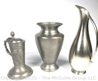 Three (3) Pieces of Pewter Decorative Ware