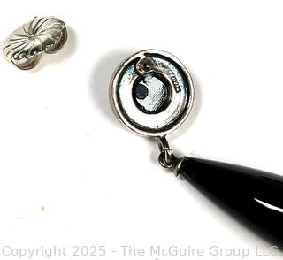 Pair of Onyx with Sterling Silver Drop Earrings