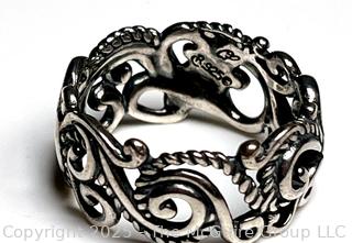 Carolyn Pollack Sterling Silver Openwork Scroll Band Ring 