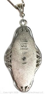 Art Deco Guilloche Enamel Sterling Silver Pendant Austria