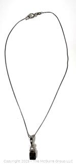 Smokey Quartz and Pearl Set in Sterling  Pendant with Chain Necklace