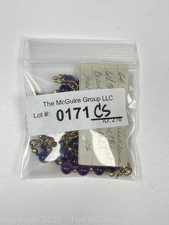 Opera Length Amethyst Bead Necklace on Chain, 66" long