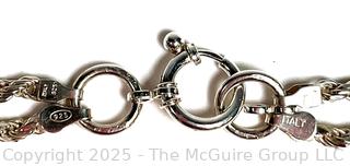 Sterling Silver Double Rope Chain Necklace.  31"