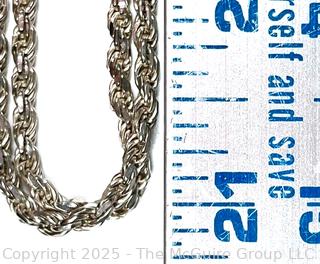 Sterling Silver Double Rope Chain Necklace.  31"