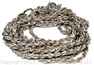 Sterling Silver Double Rope Chain Necklace.  31"