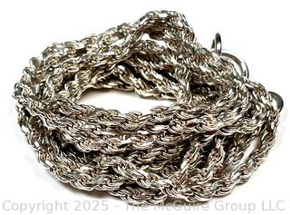 Sterling Silver Double Rope Chain Necklace.  31"