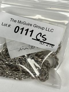 Sterling Silver Double Rope Chain Necklace.  31"