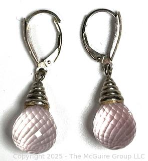 Faceted Rose Quartz in Sterling Silver Earrings