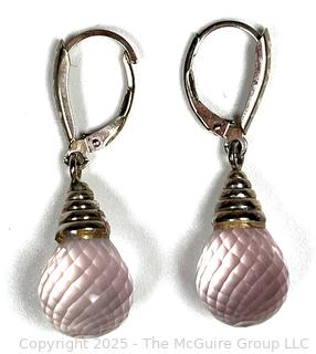 Faceted Rose Quartz in Sterling Silver Earrings