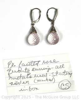 Faceted Rose Quartz in Sterling Silver Earrings