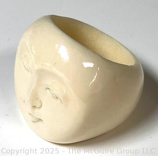 Carved Bone Face Ring