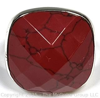 Faceted Red Jasper in Sterling Silver Band Ring