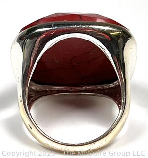Faceted Red Jasper in Sterling Silver Band Ring