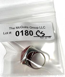 Faceted Red Jasper in Sterling Silver Band Ring