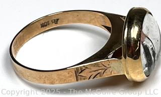 10KT Yellow Gold Ring with Reverse Painted Glass Center of Golfer