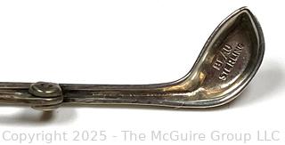 Beau Sterling Silver Golf Club Brooch 