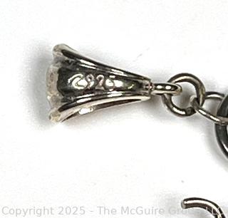 Sterling Silver Lyre Pendant with Garnet Finial Pendant