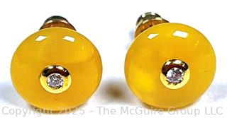 Butterscotch Studs with Crystal Center Earrings