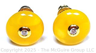 Butterscotch Studs with Crystal Center Earrings