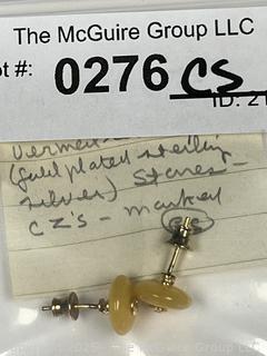 Butterscotch Studs with Crystal Center Earrings