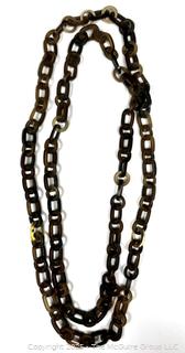 Amber Lucite Link Necklace with 14KT Gold Accent Links.  45"